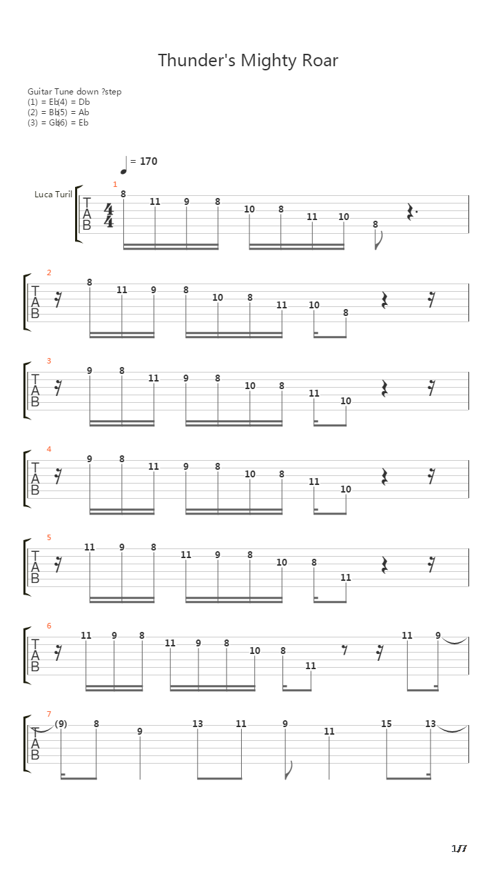Thunders Michty Roar吉他谱