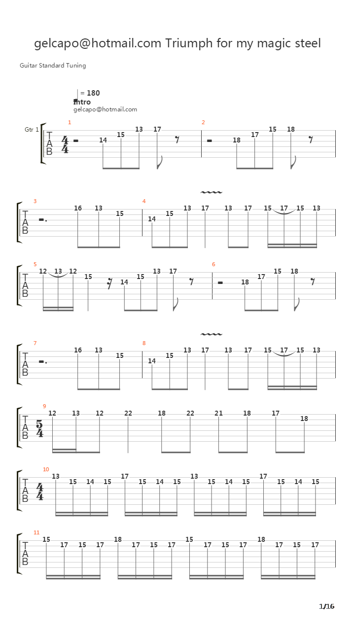 Triumph For My Magic Steel吉他谱