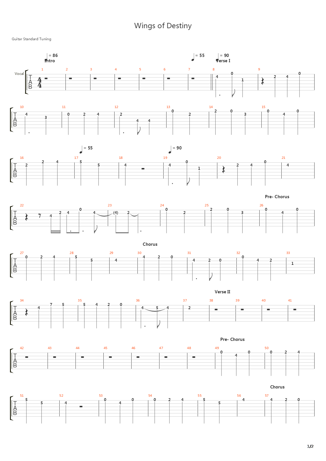 Wings Of Destiny吉他谱
