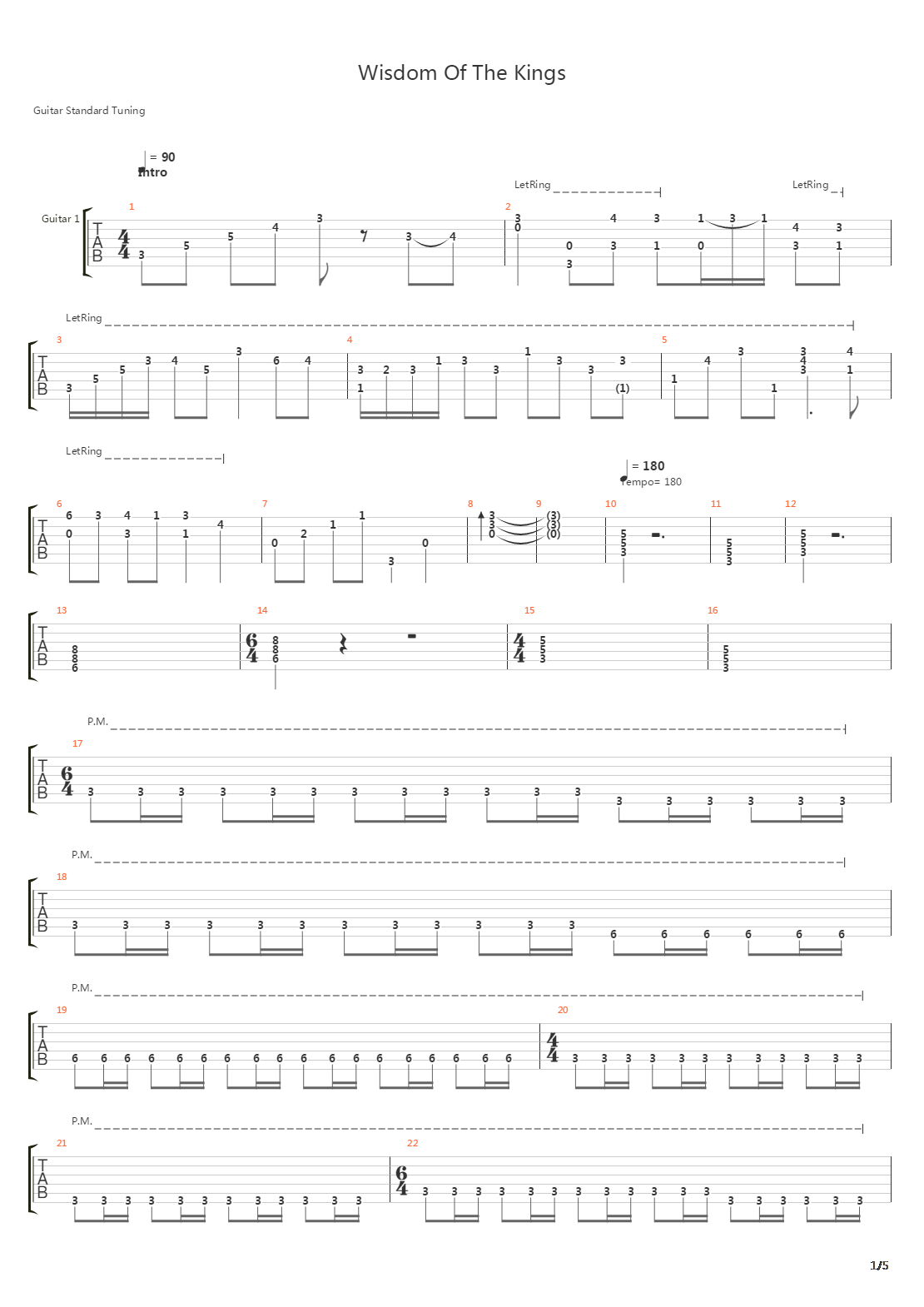 Wisdom Of The Kings吉他谱