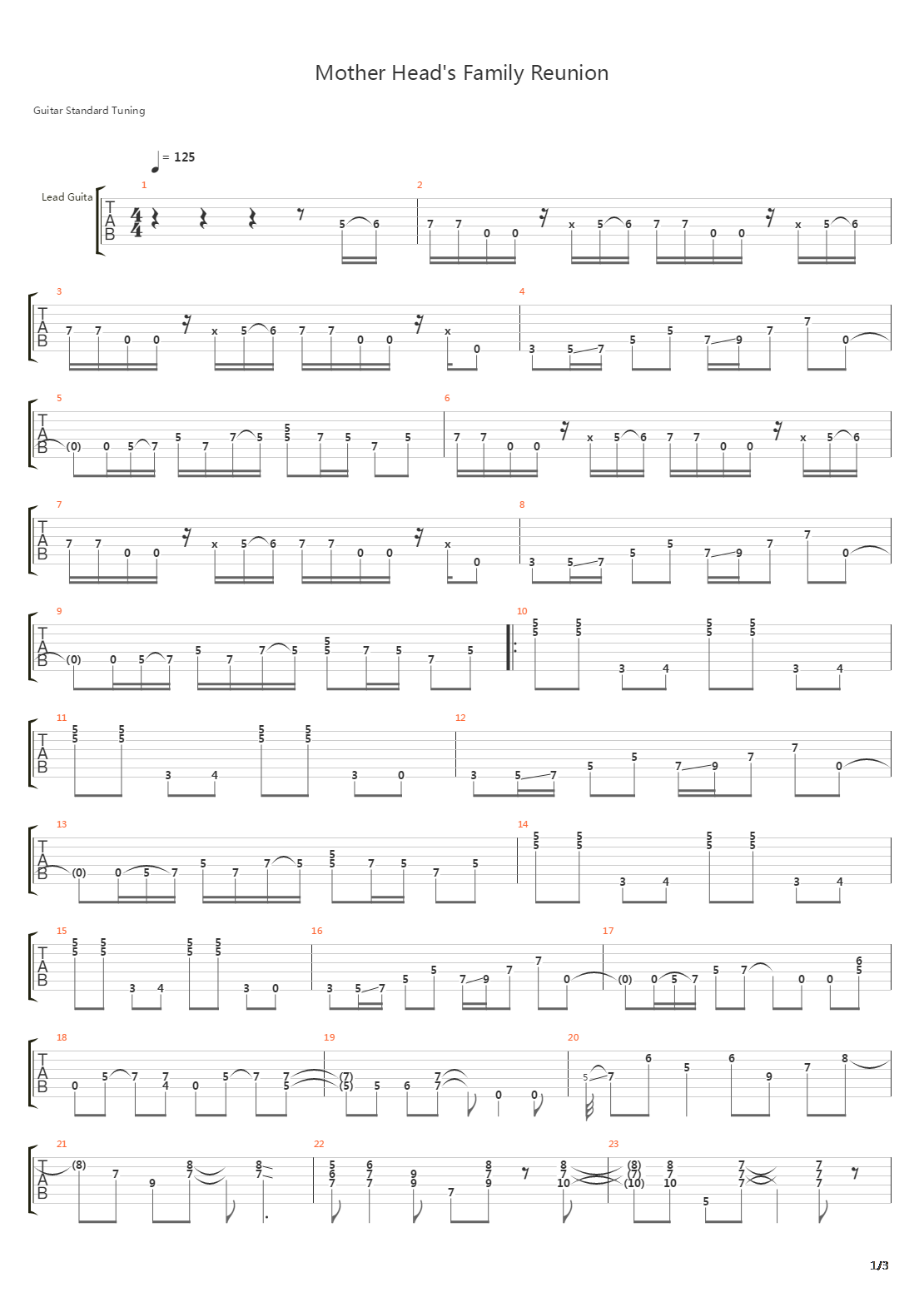 Mother Heads Family Reunion吉他谱