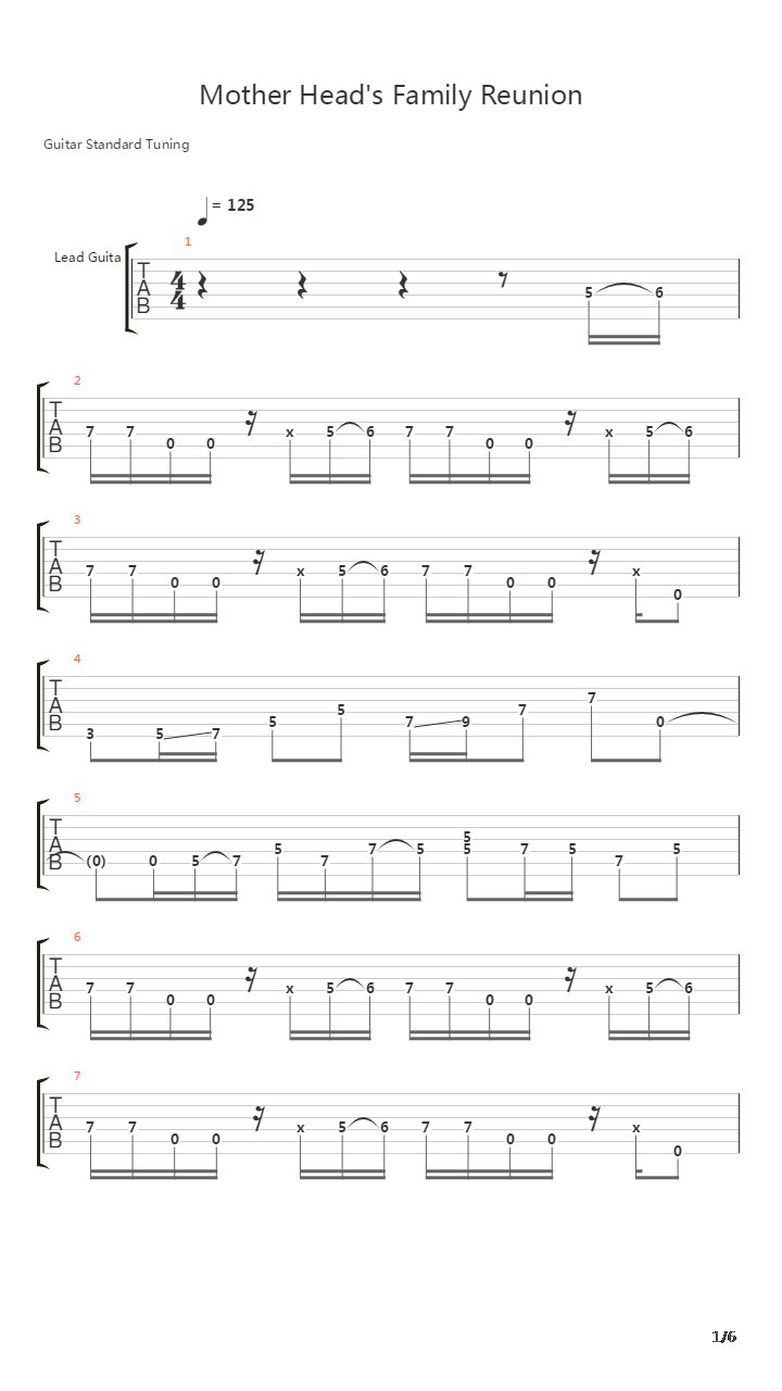 Mother Heads Family Reunion吉他谱
