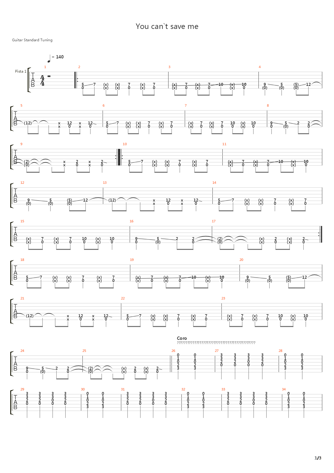 You Cant Save Me吉他谱