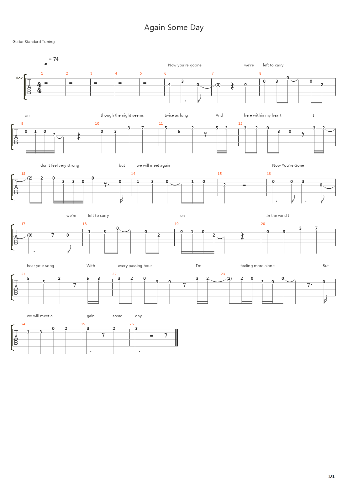 Again Someday吉他谱