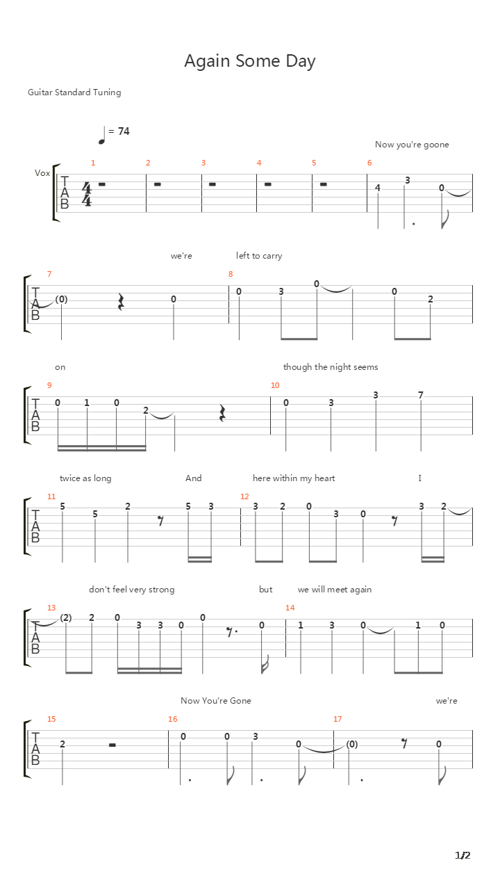 Again Someday吉他谱