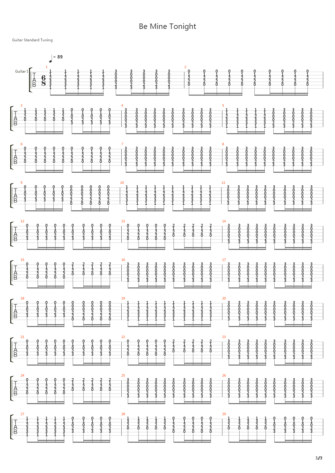Be Mine Tonight吉他谱