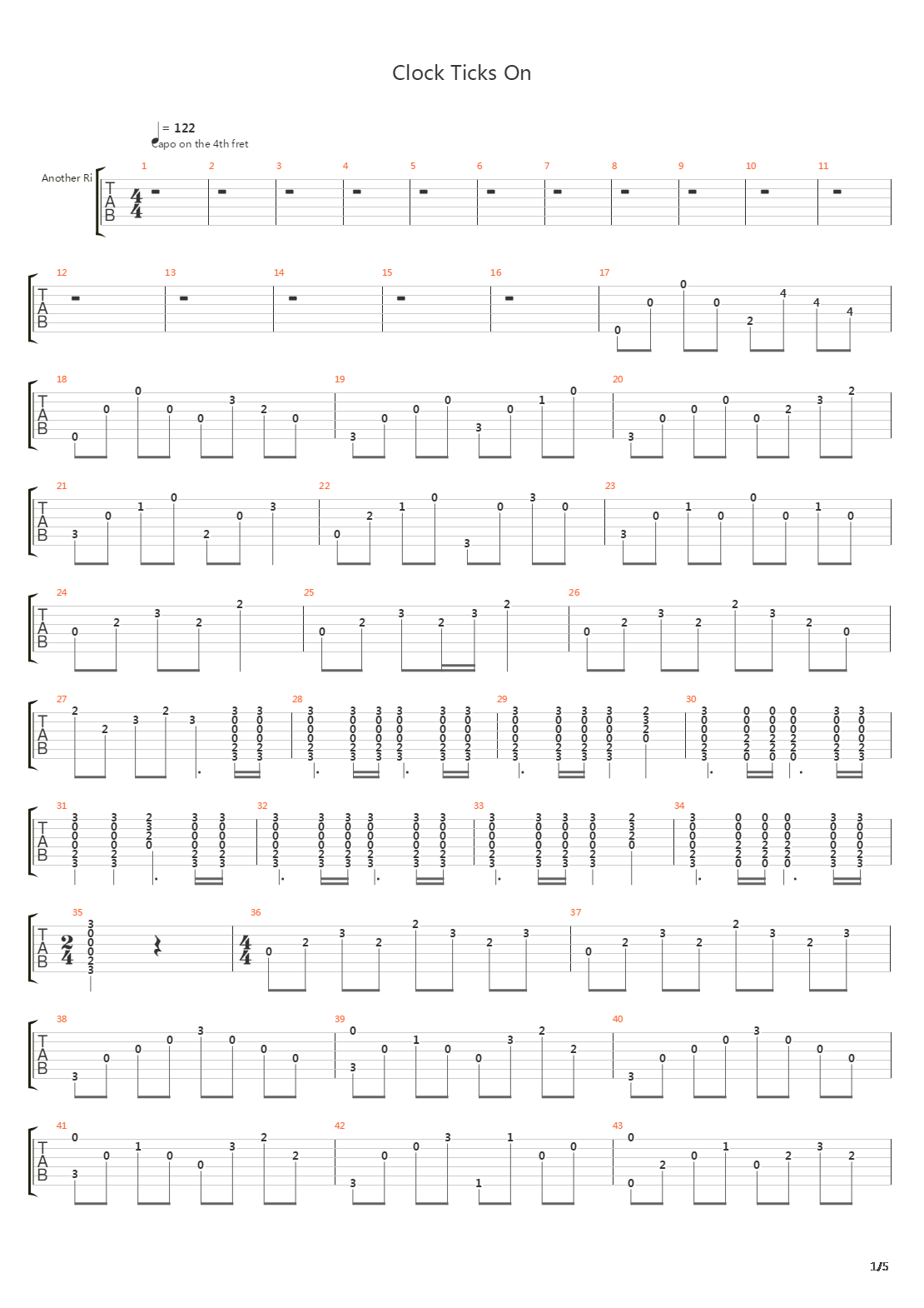 Clock Ticks On吉他谱