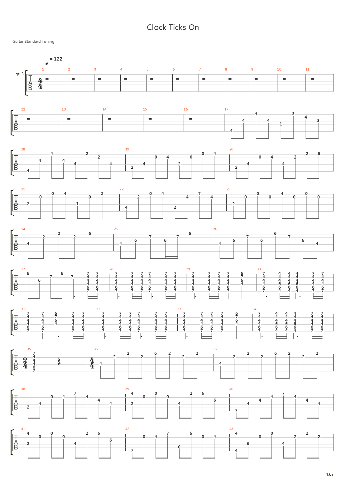 Clock Ticks On吉他谱