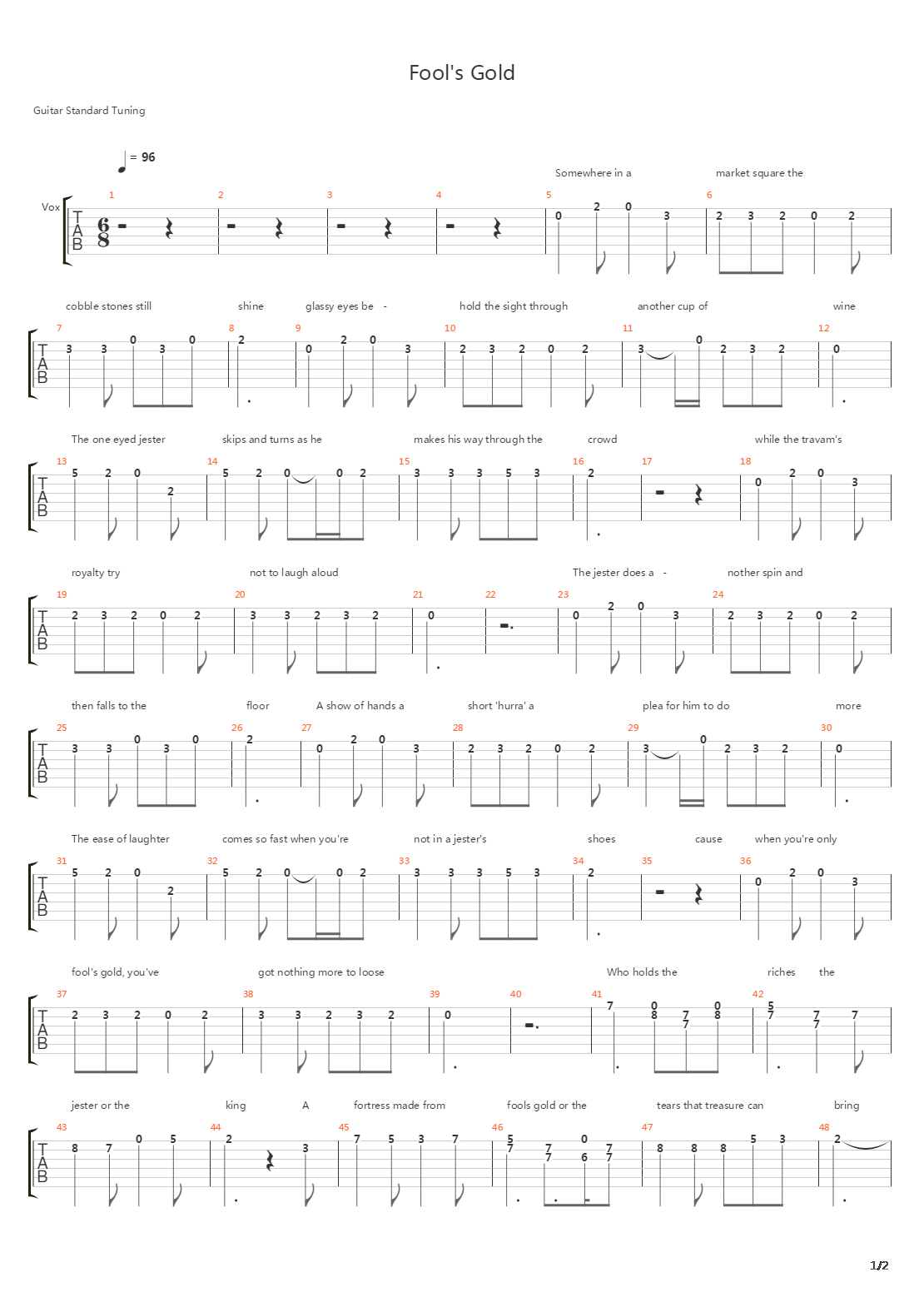 Fools Gold吉他谱