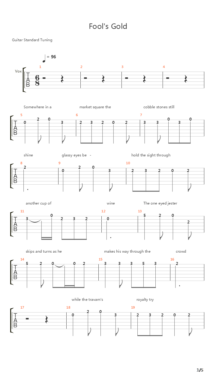 Fools Gold吉他谱