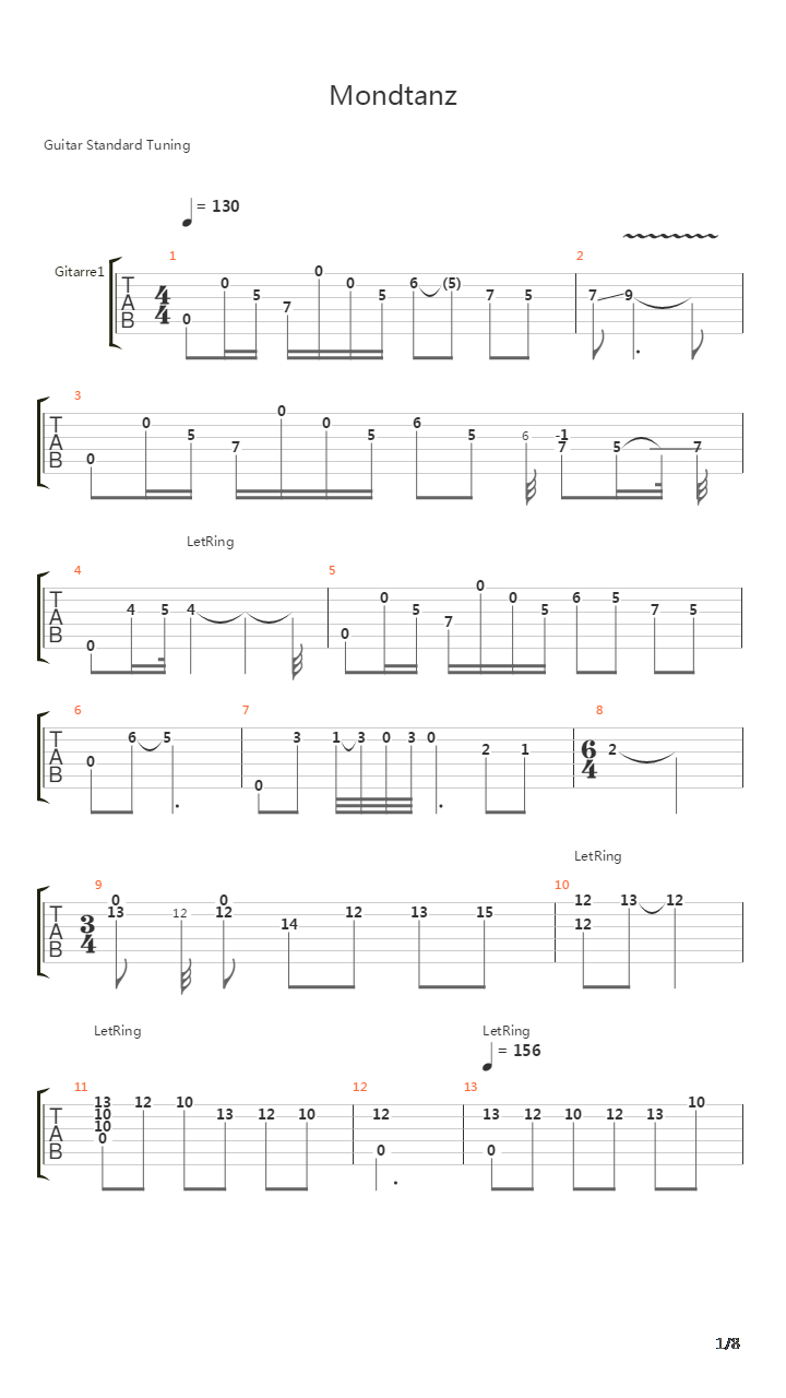 Mondtanz吉他谱