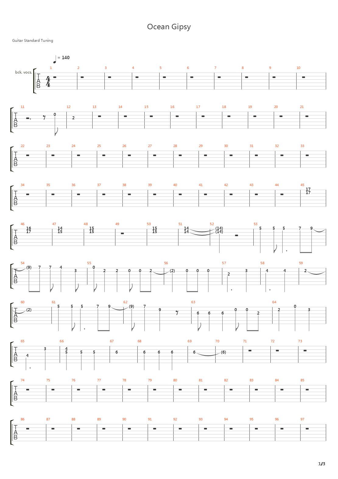Ocean Gipsy吉他谱