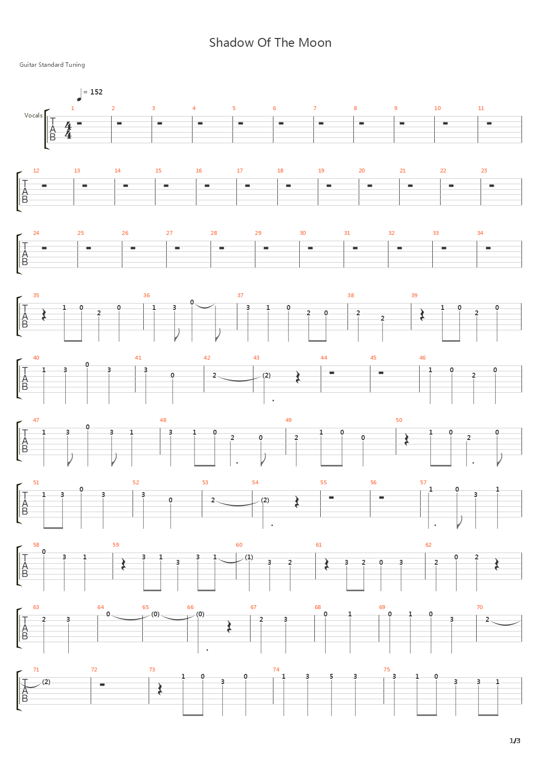 Shadow Of The Moon吉他谱