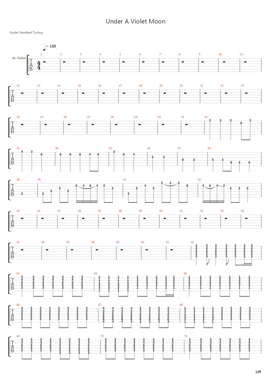 Under A Violet Moon吉他谱