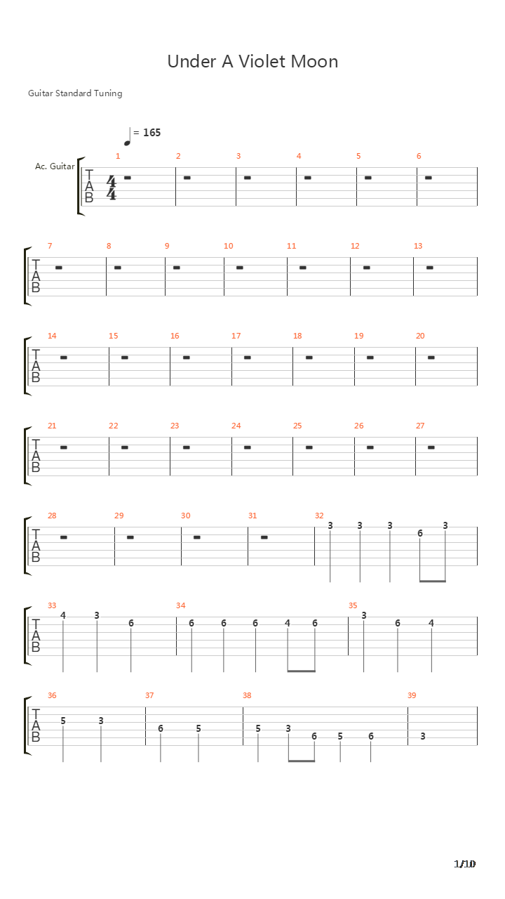 Under A Violet Moon吉他谱
