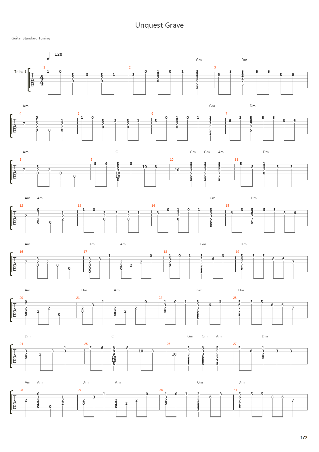 Unquest Grave吉他谱