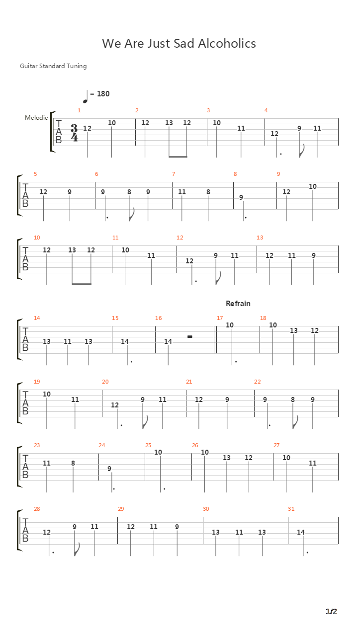 We Are Just Sad Alcoholics吉他谱