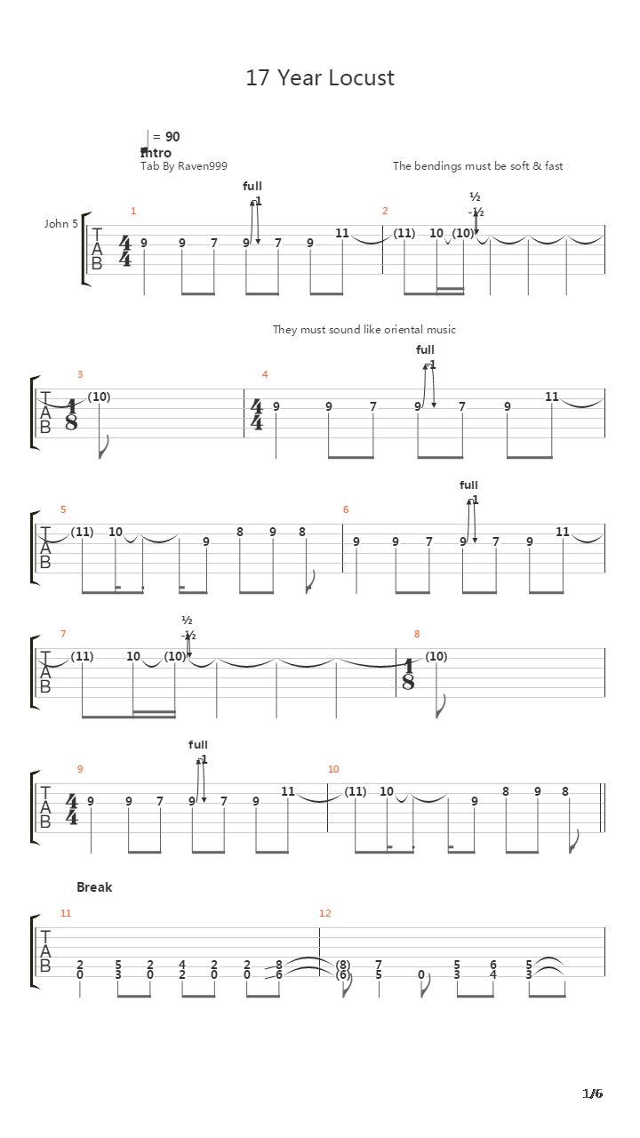 17 Year Locust吉他谱