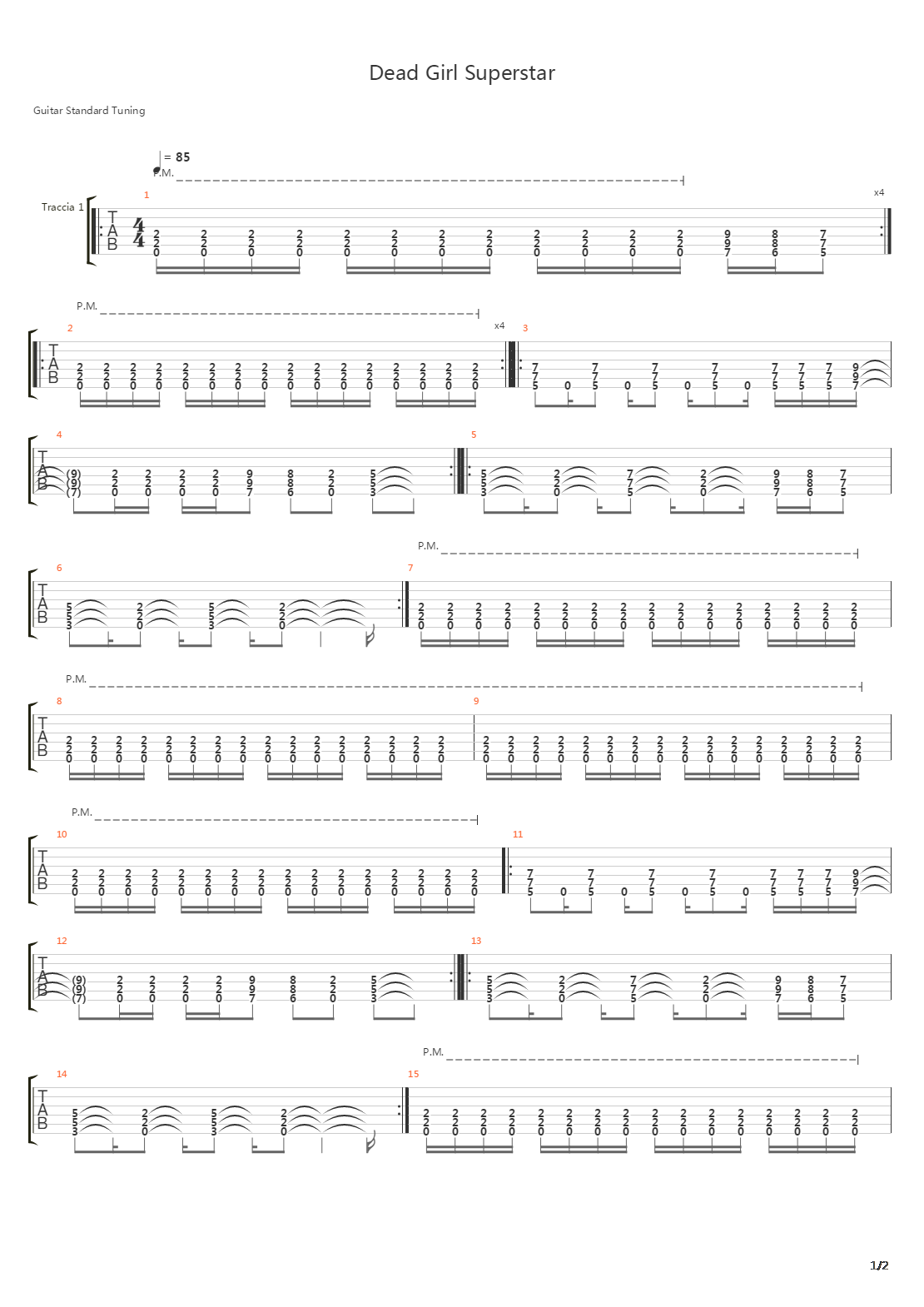 Dead Girl Superstar吉他谱