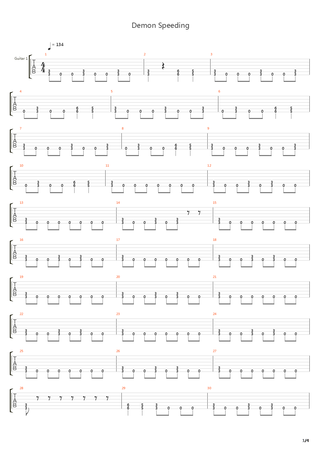Demon Speeding吉他谱