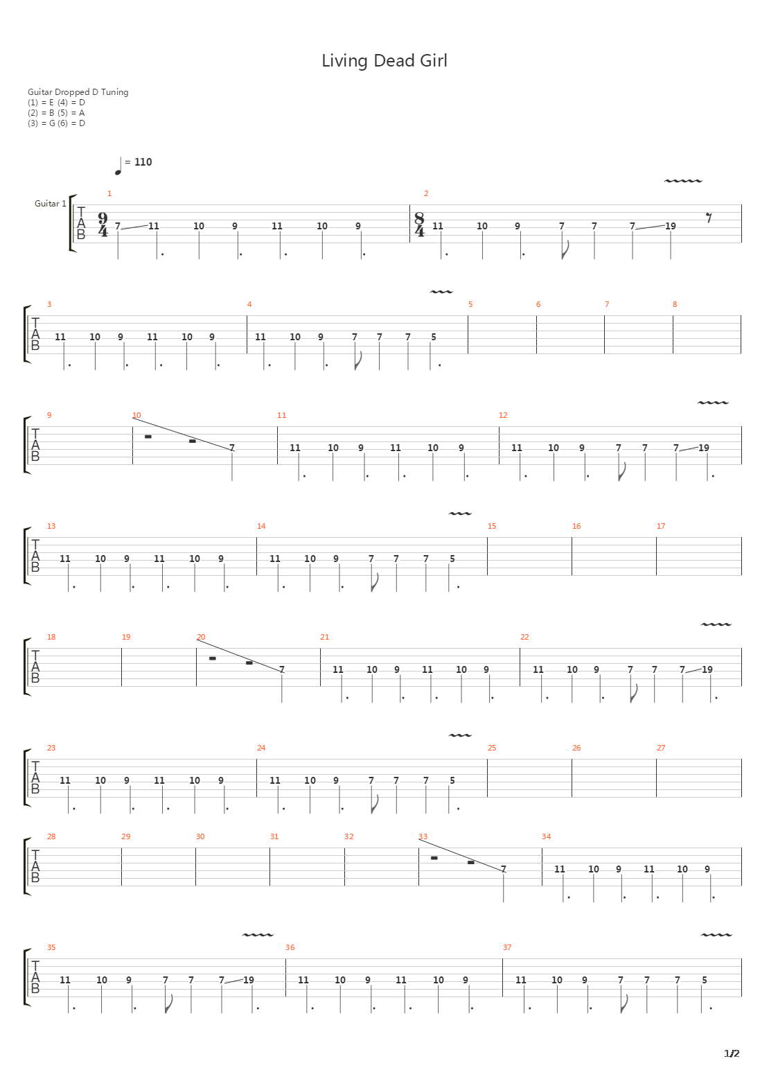 Living Dead Girl吉他谱