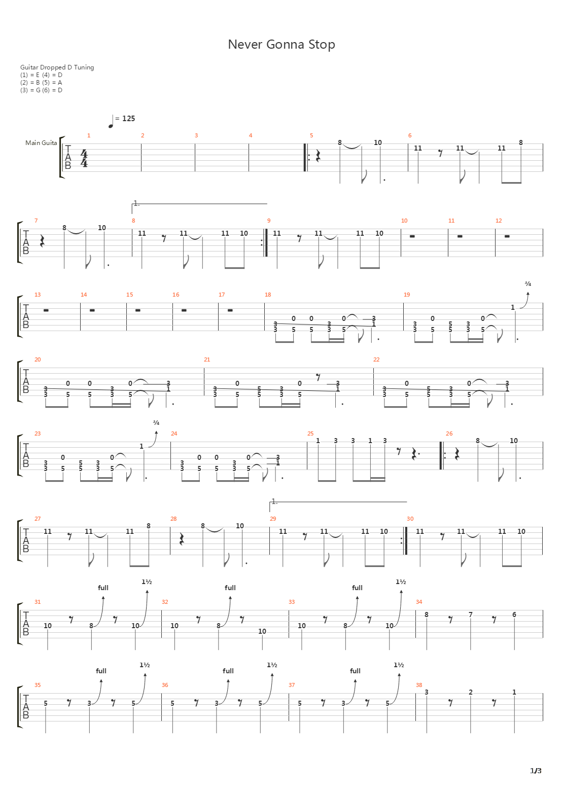 Never Gonna Stop吉他谱
