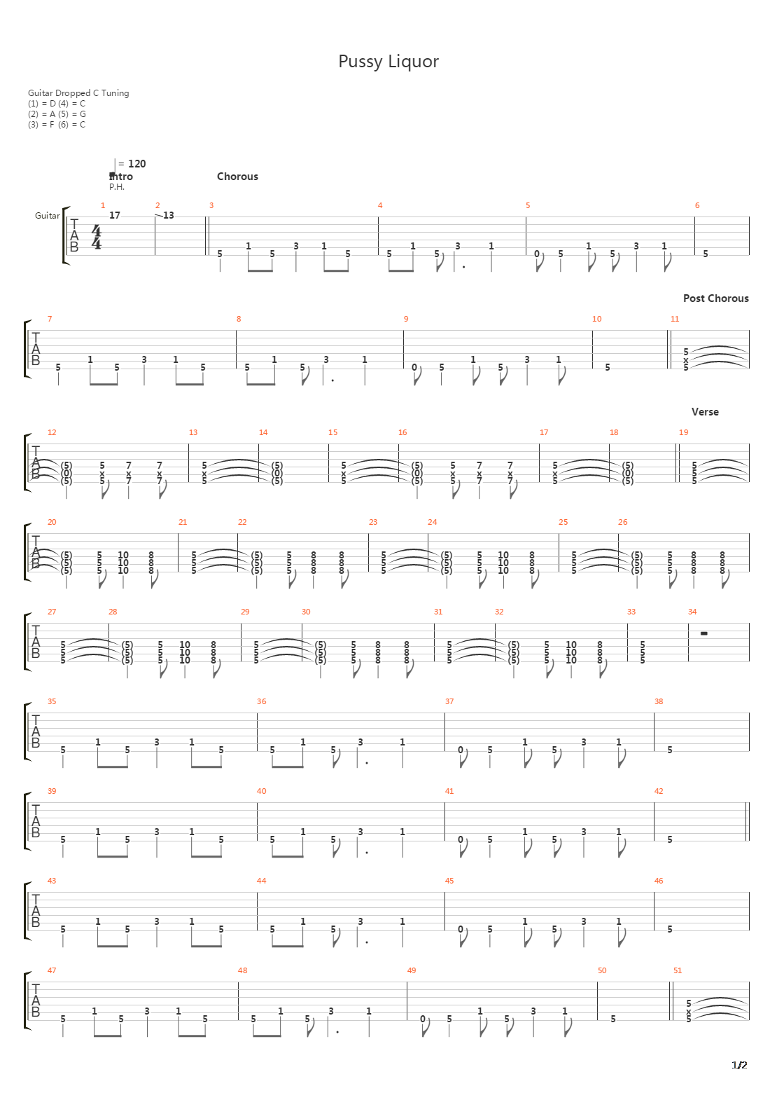 Pussy Liquor吉他谱