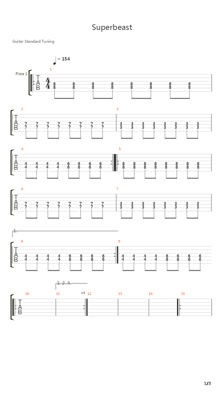 Superbeast吉他谱