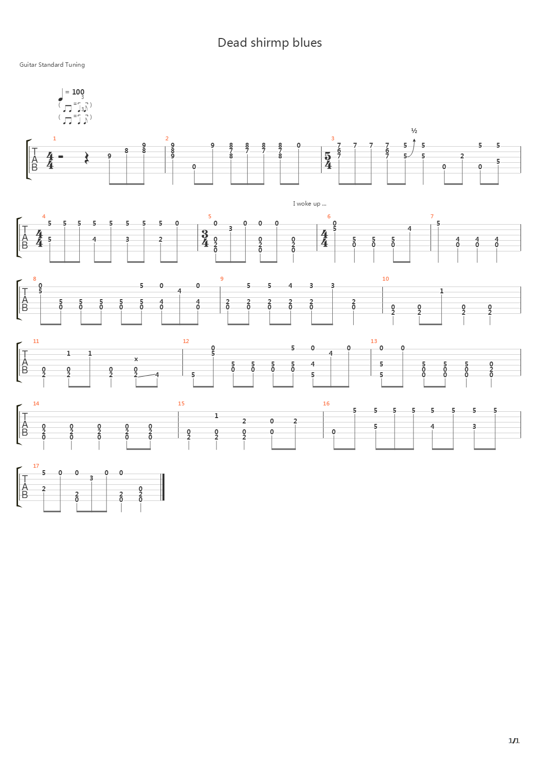 Dead Shirmp Blues吉他谱