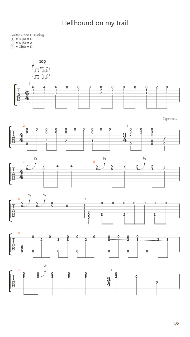 Hellhound On My Trail吉他谱