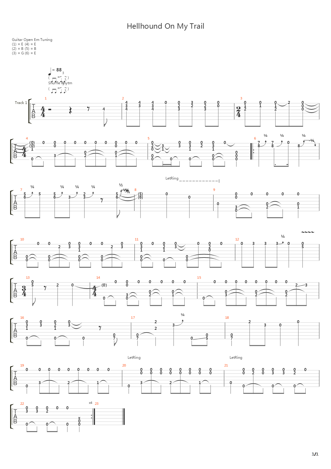 Hellhound On My Trail吉他谱