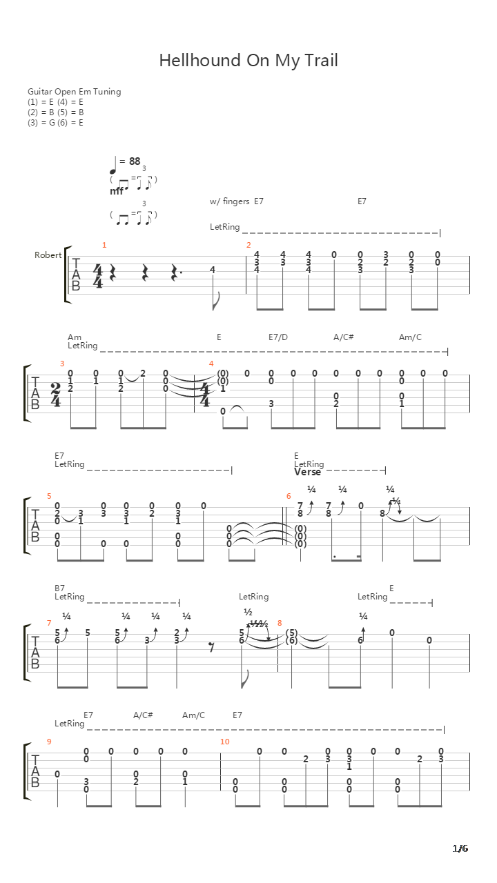 Hellhound On My Trail吉他谱