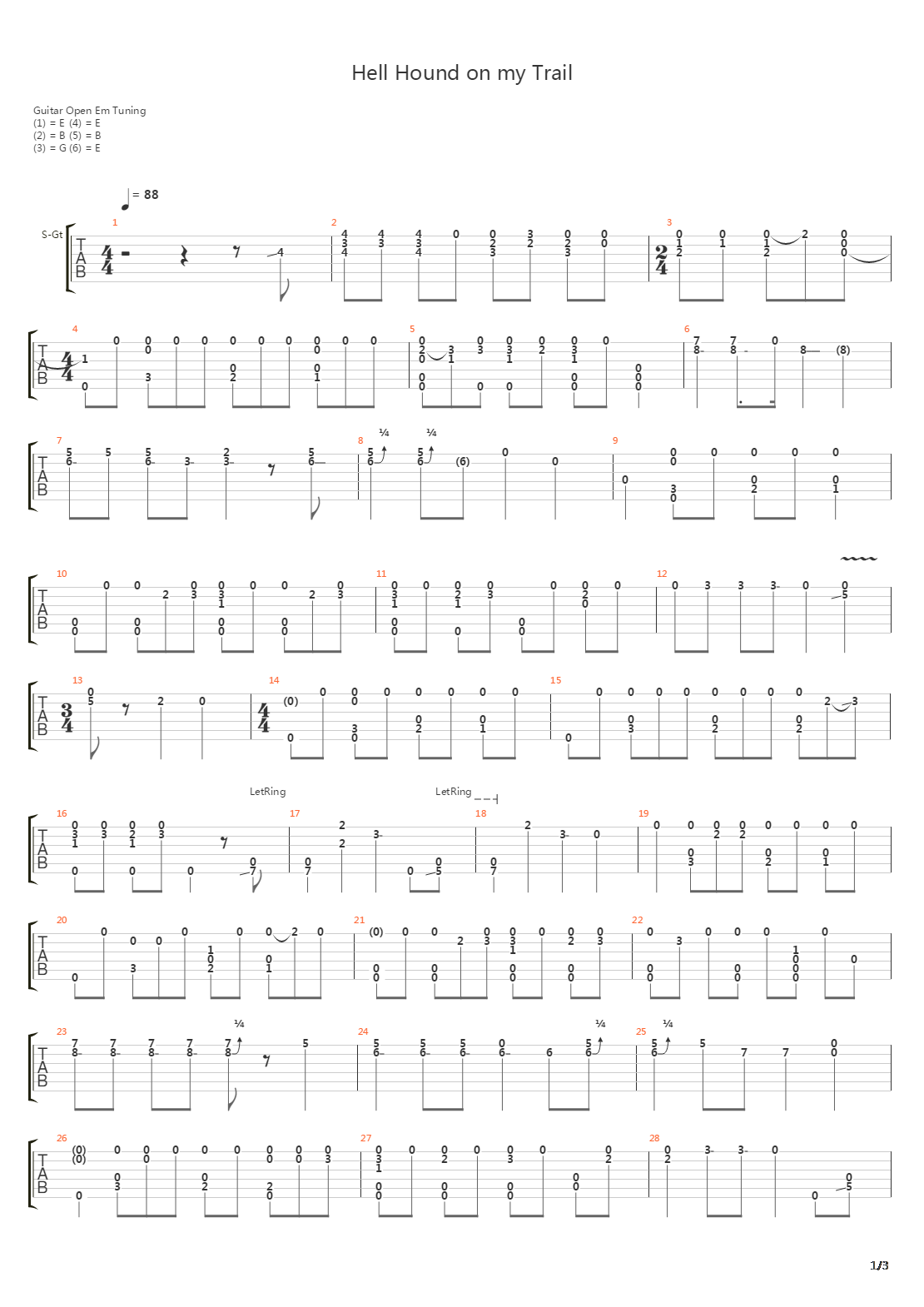 Hellhound On My Trail吉他谱