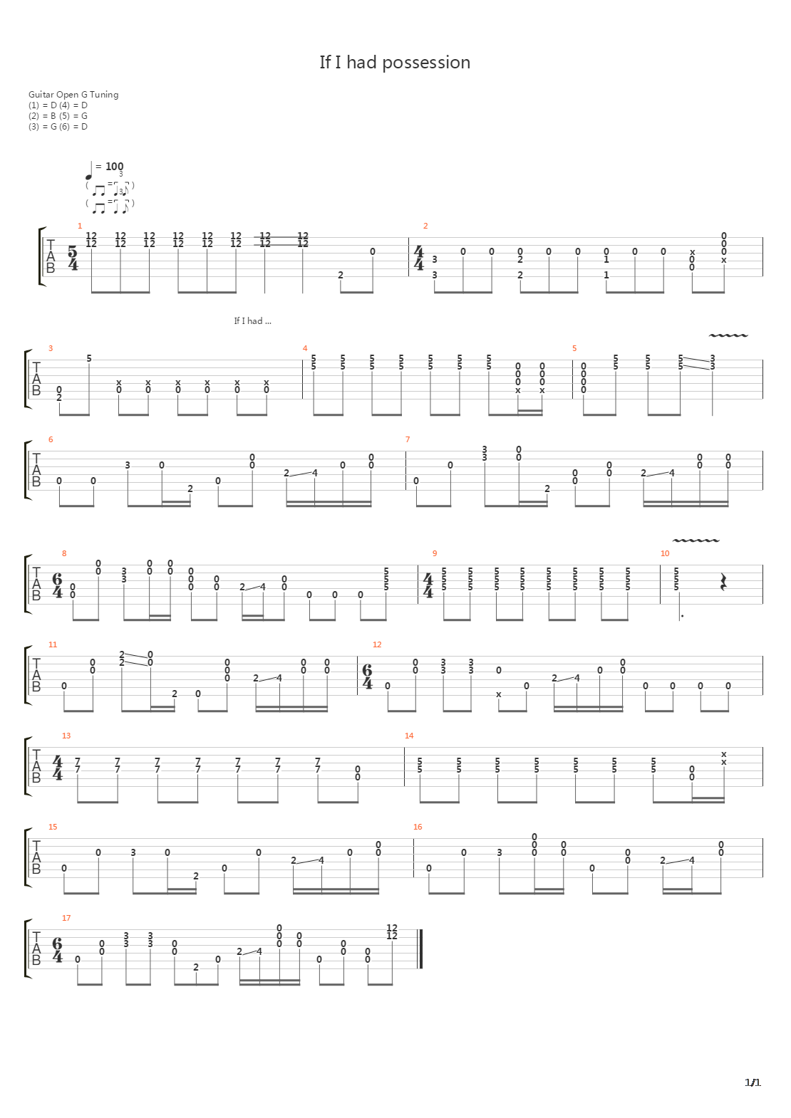 If I Had Possession吉他谱