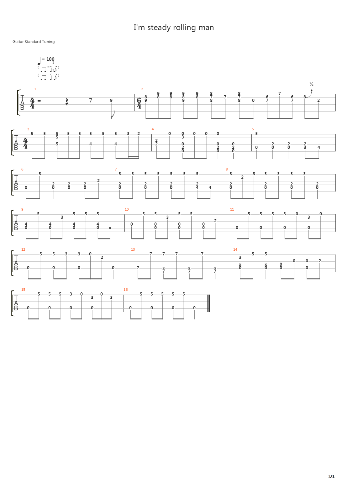 Im A Steady Rolling Man吉他谱
