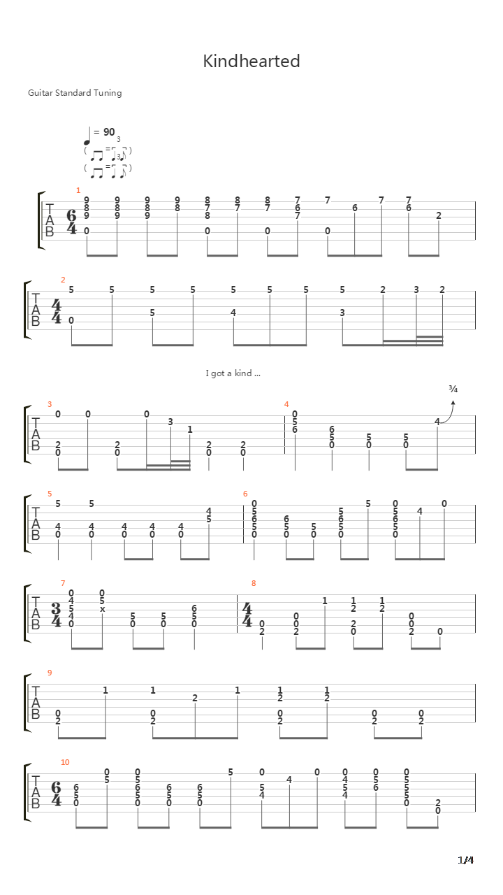 Kindhearted吉他谱