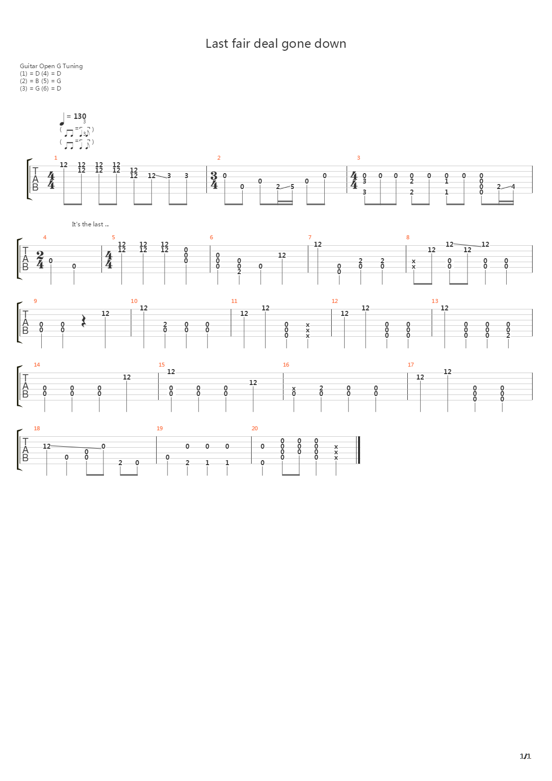 Last Fair Deal Gone Down吉他谱