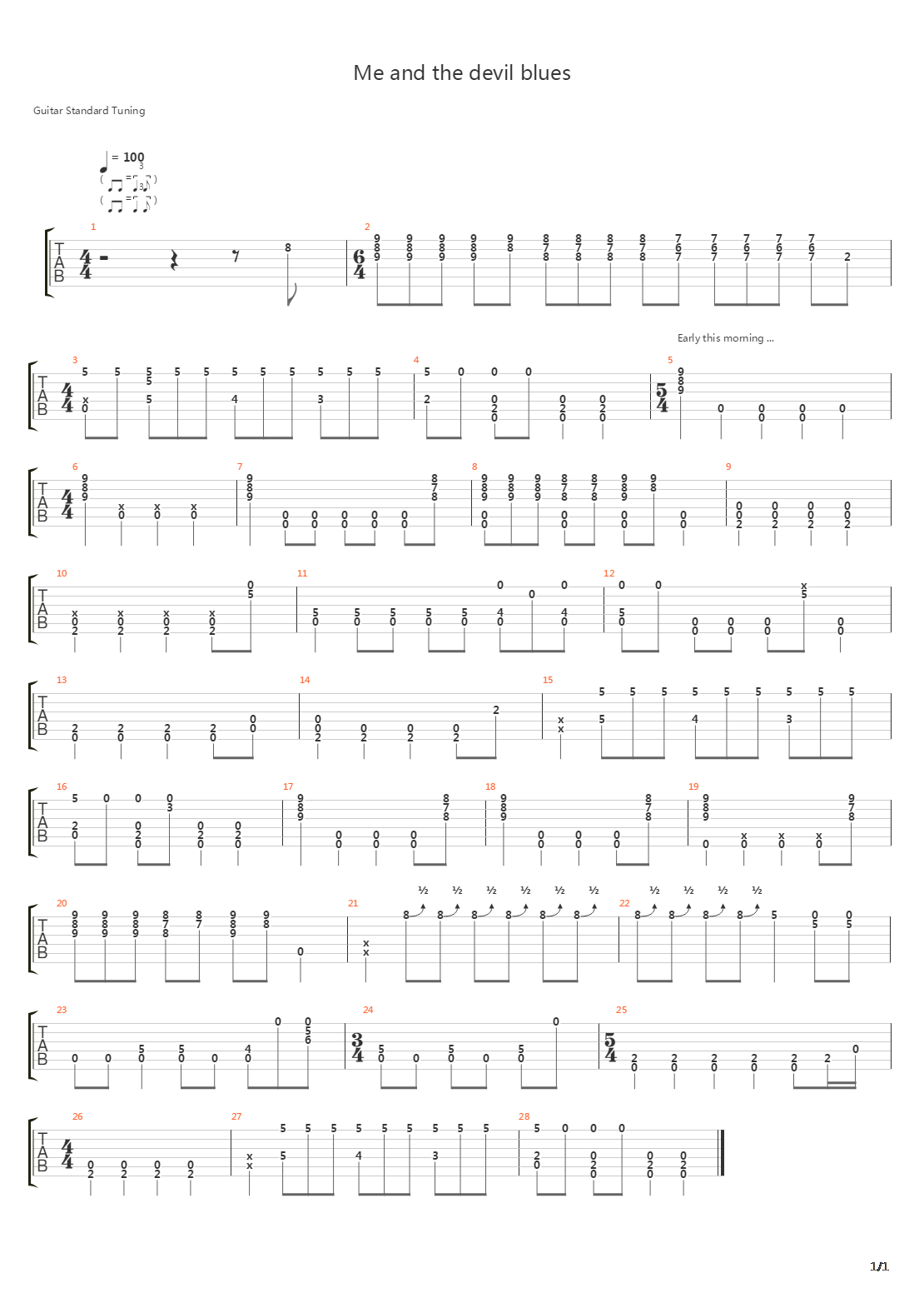 Me And The Devil Blues吉他谱
