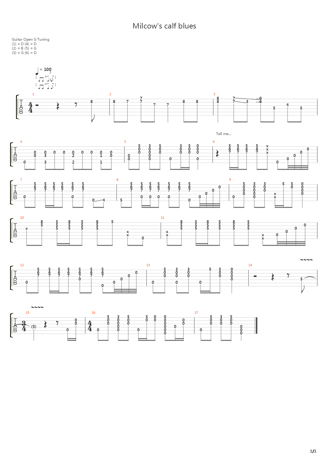 Milcows Calf Blues吉他谱