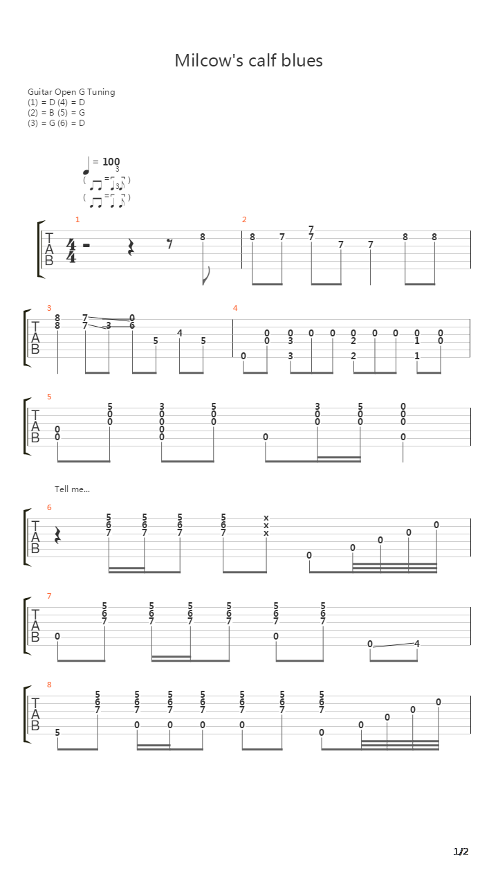 Milcows Calf Blues吉他谱