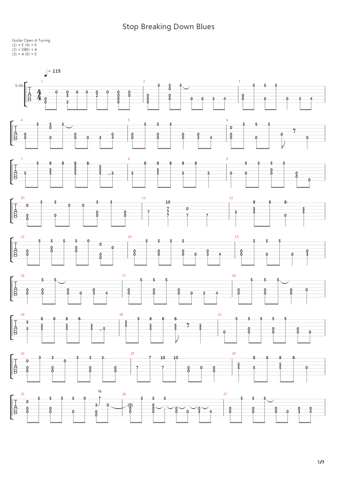 Stop Breaking Down Blues吉他谱