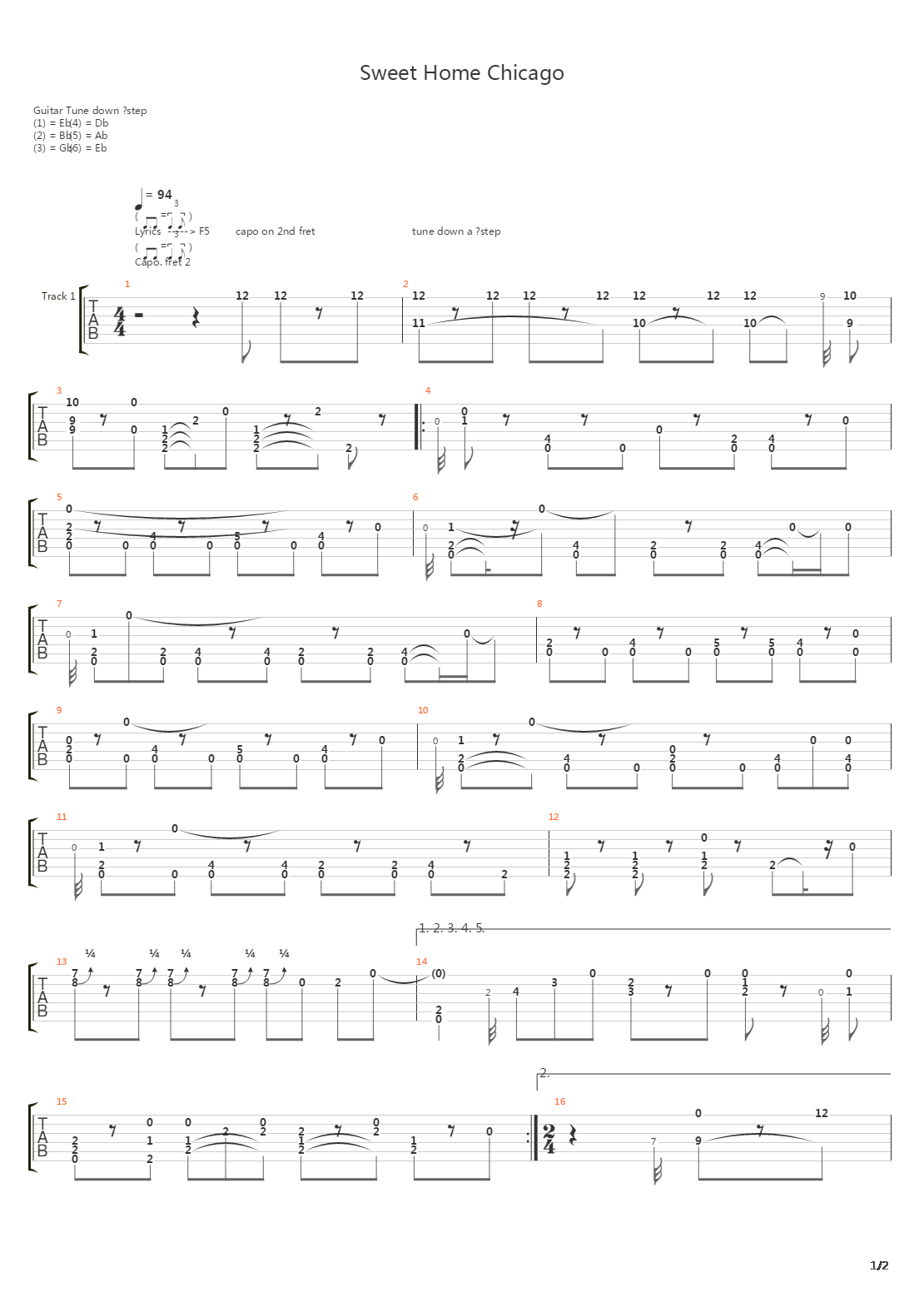 Sweet Home Chicago吉他谱