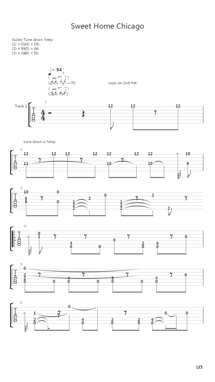 Sweet Home Chicago吉他谱