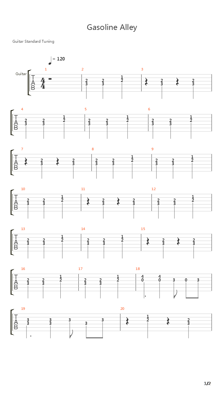 Gasoline Alley吉他谱