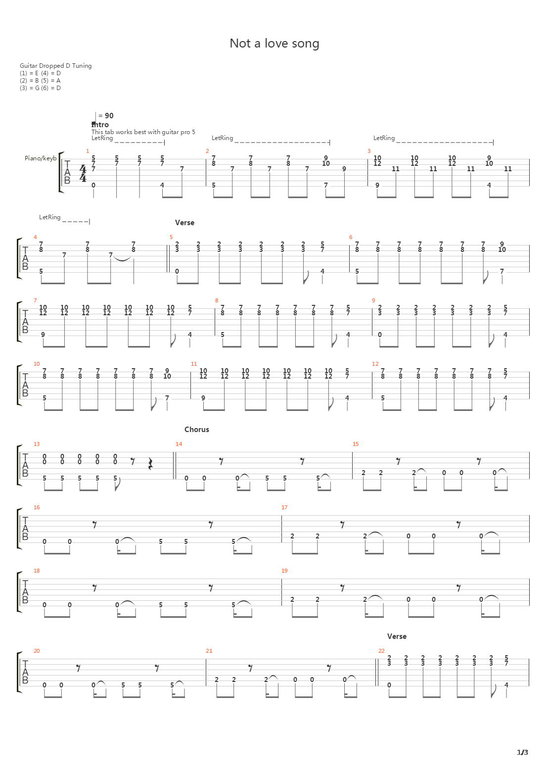Not A Love Song吉他谱