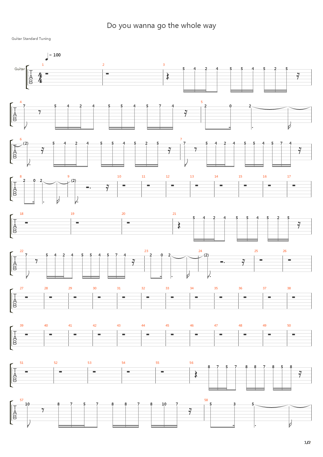 Do You Wanna Go The Whole Way吉他谱