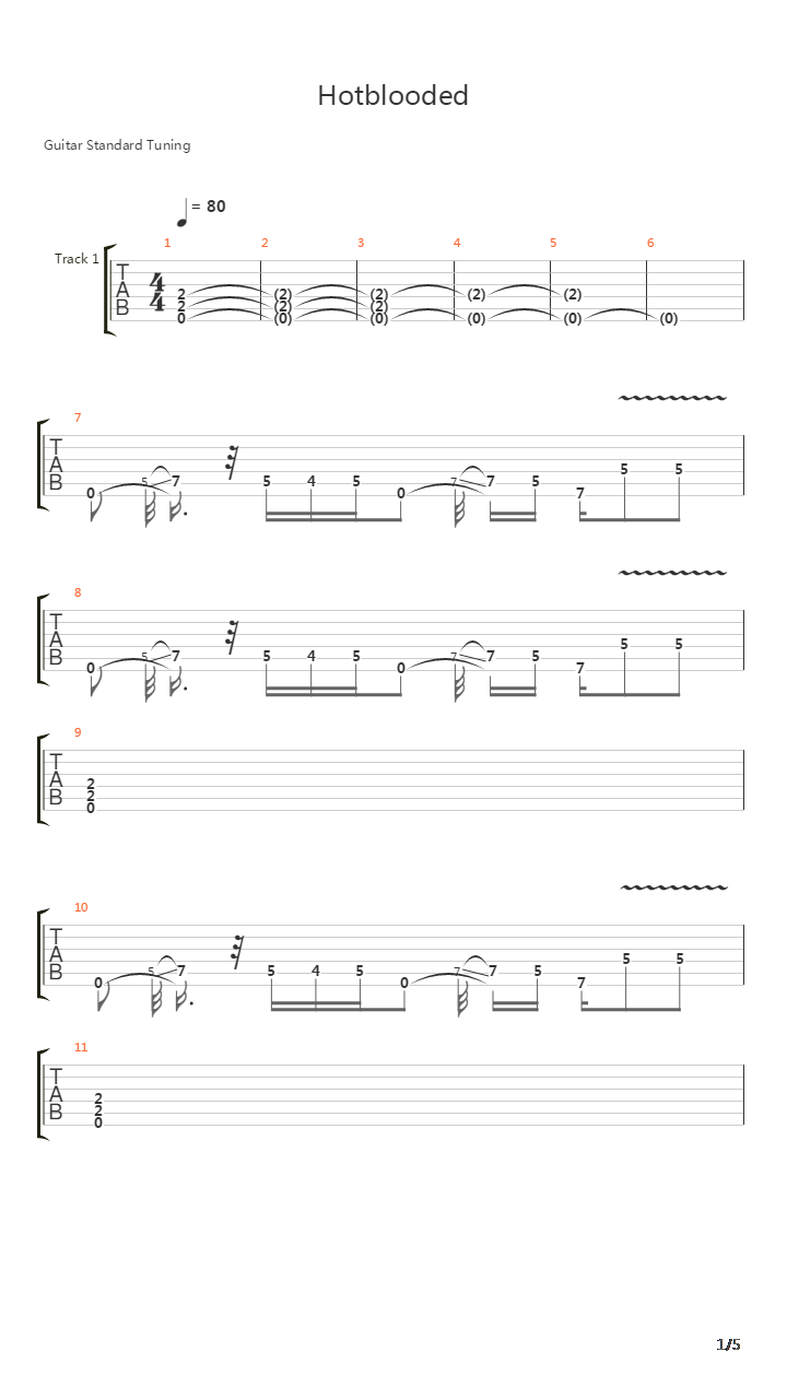 Hotblooded吉他谱