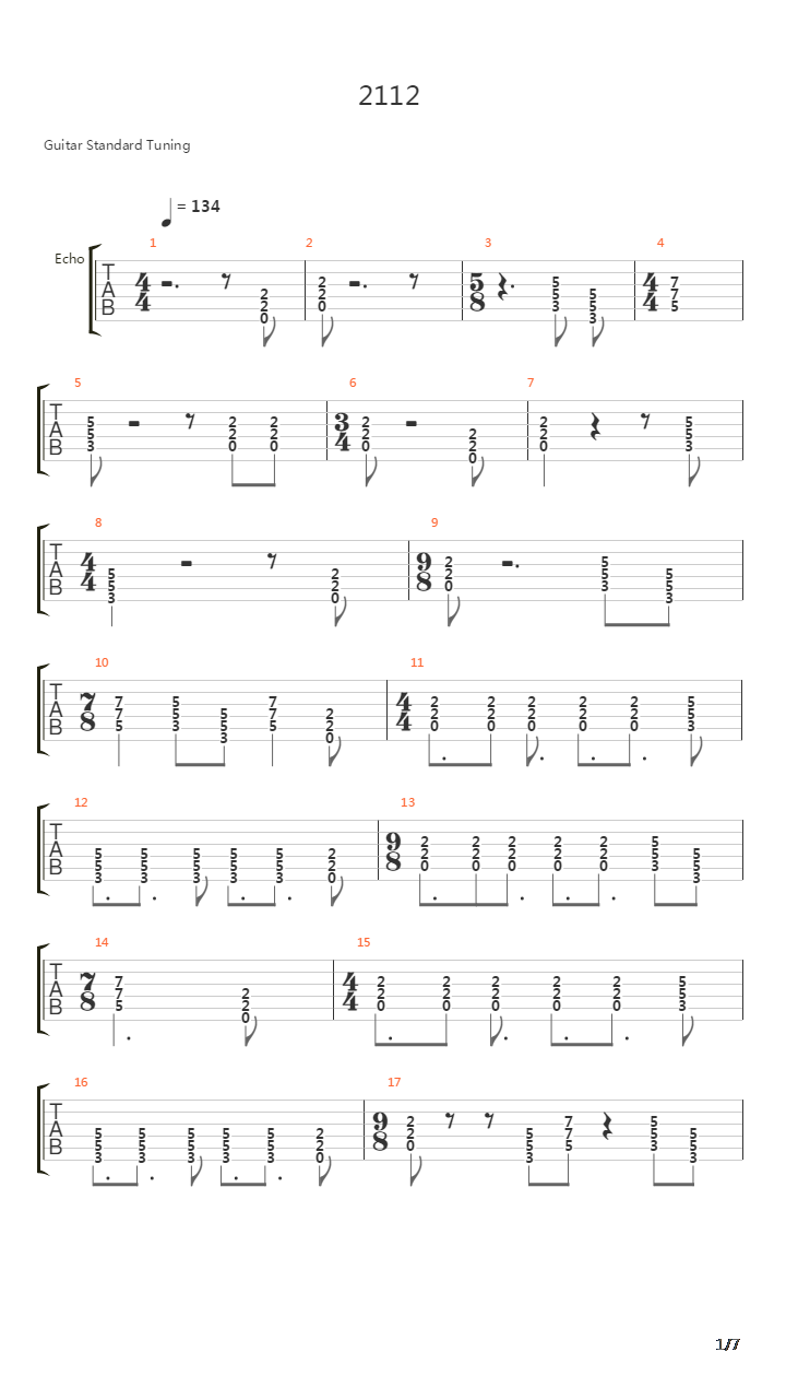 2112 I Overture吉他谱