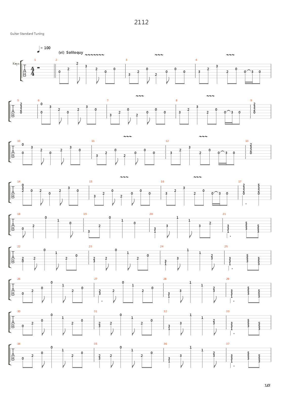 2112 Vi Soliloquy吉他谱