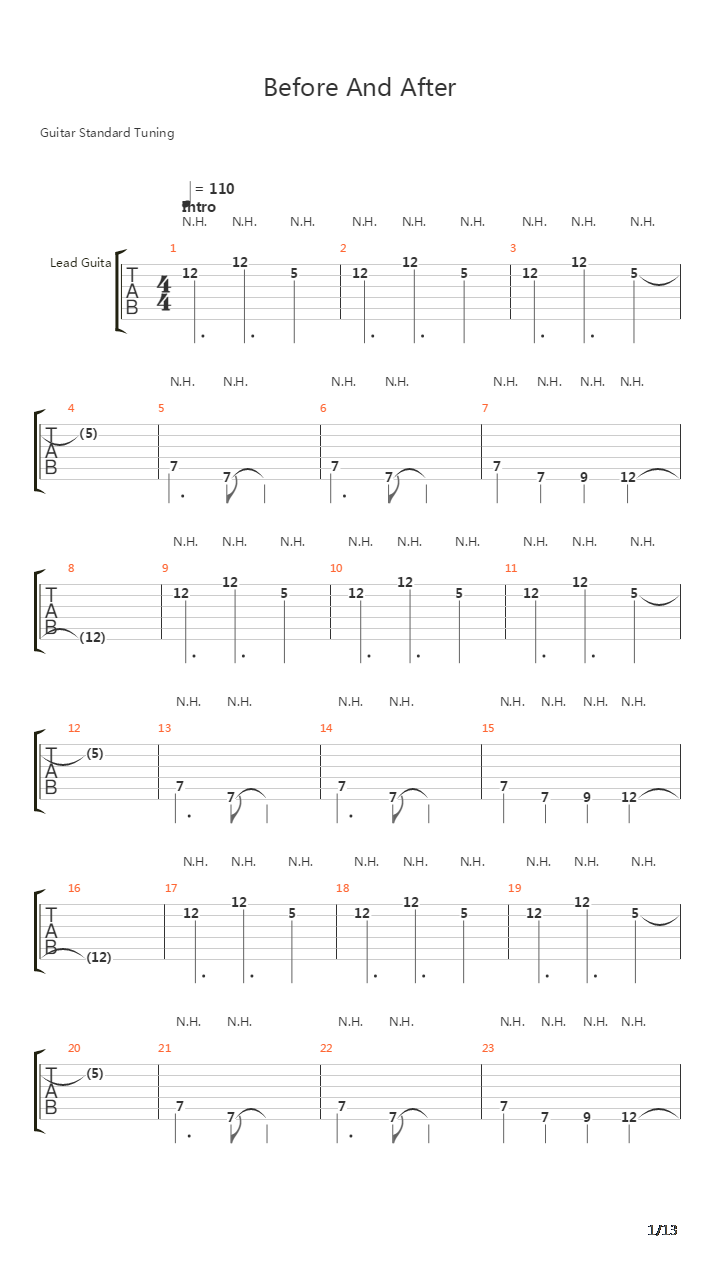 Before And After吉他谱